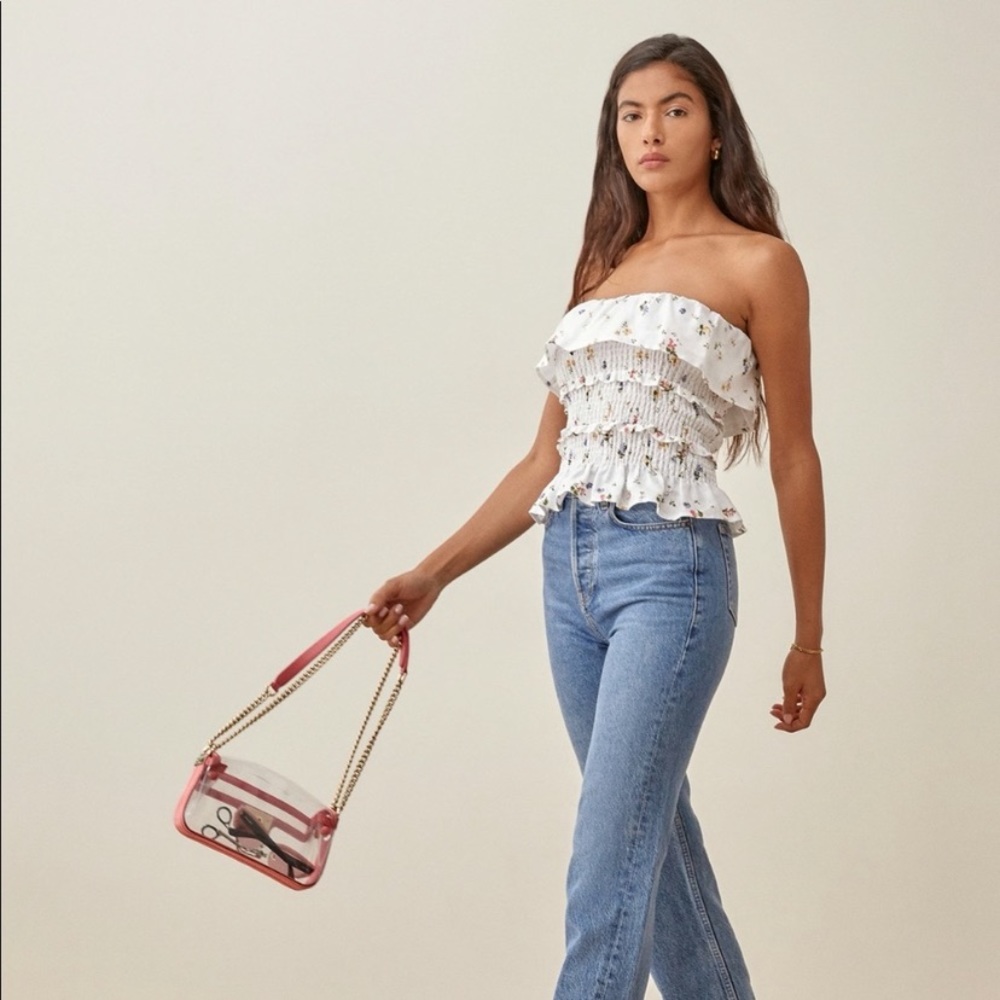 Reformation White Floral Strapless Top - Picture 3 of 11